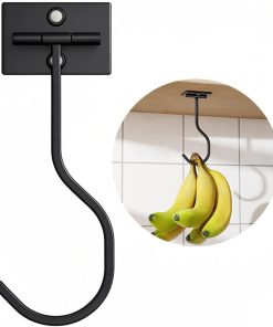 bussdis Under Cabinet Banana Hook Foldable - Adhesive Bananas Hanger. Heavy Duty Stainless Banana Holder (13lb). Magnetic Fold-Up When Not in Use. Premium Material. Black