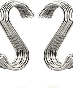20 Pack 3.4 S Shaped Hooks Stainless Steel Metal Hangers Hanging Hooks for Kitchen. Work Shop. Bathroom. Garden