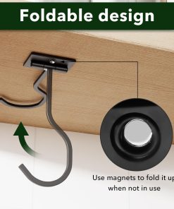 Alternative view of bussdis Under Cabinet Banana Hook Foldable - Adhesive Bananas Hanger. Heavy Duty Stainless Banana Holder (13lb). Magnetic Fold-Up When Not in Use. Premium Material. Black