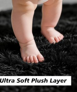 Alternative view of 8x10 Fluffy Area Rugs for Living Room.Shag Area Rug for Bedroom.Black Soft Fuzzy Rug Non-Shedding Indoor Plush Carpet for Kids Bedroom Nursery Home Decor