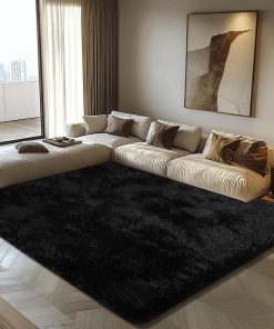 8x10 Fluffy Area Rugs for Living Room.Shag Area Rug for Bedroom.Black Soft Fuzzy Rug Non-Shedding Indoor Plush Carpet for Kids Bedroom Nursery Home Decor